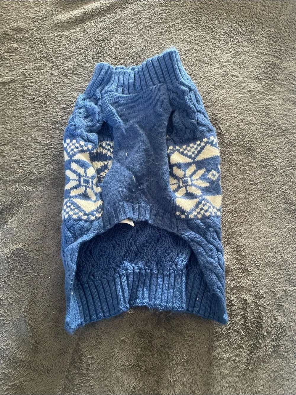 Blue Fair Isle Cable Knit Dog Sweater